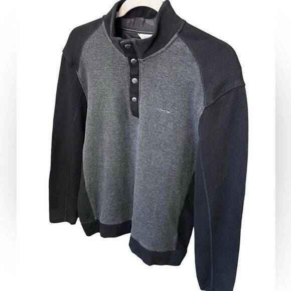 Calvin Klein Mens Pullover 1/4 Button Snap Golf Sweater black Size medium - Picture 4 of 15